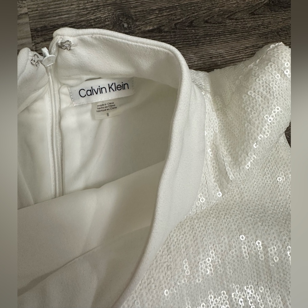 NWT Calvin Klein Women’s White Sequin Cocktail Dress Size 8 - Picture 6 of 8